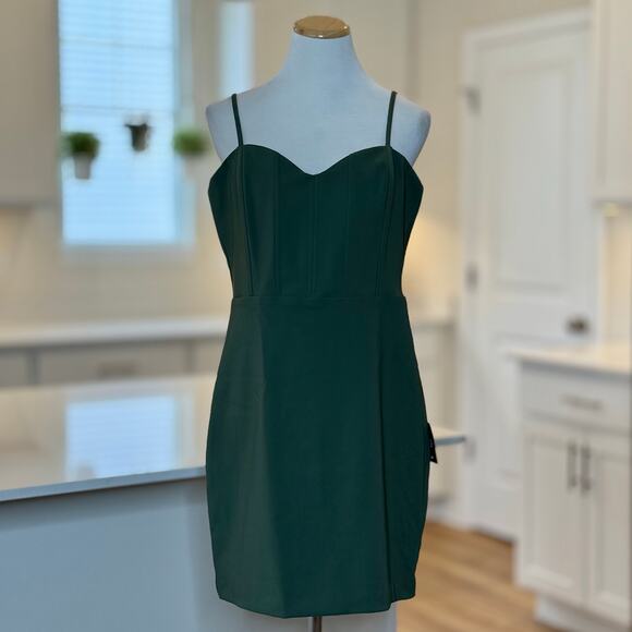 Lulu's | NWT Always Meant to Be Olive Green Corset Bodycon MIni Dress - Picture 3 of 8